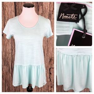 Nanette Lepore Blue High Low Ruffle Peplum S NWT